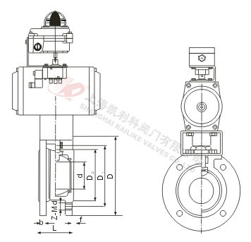 Q671F氣動對夾式球閥結構圖
