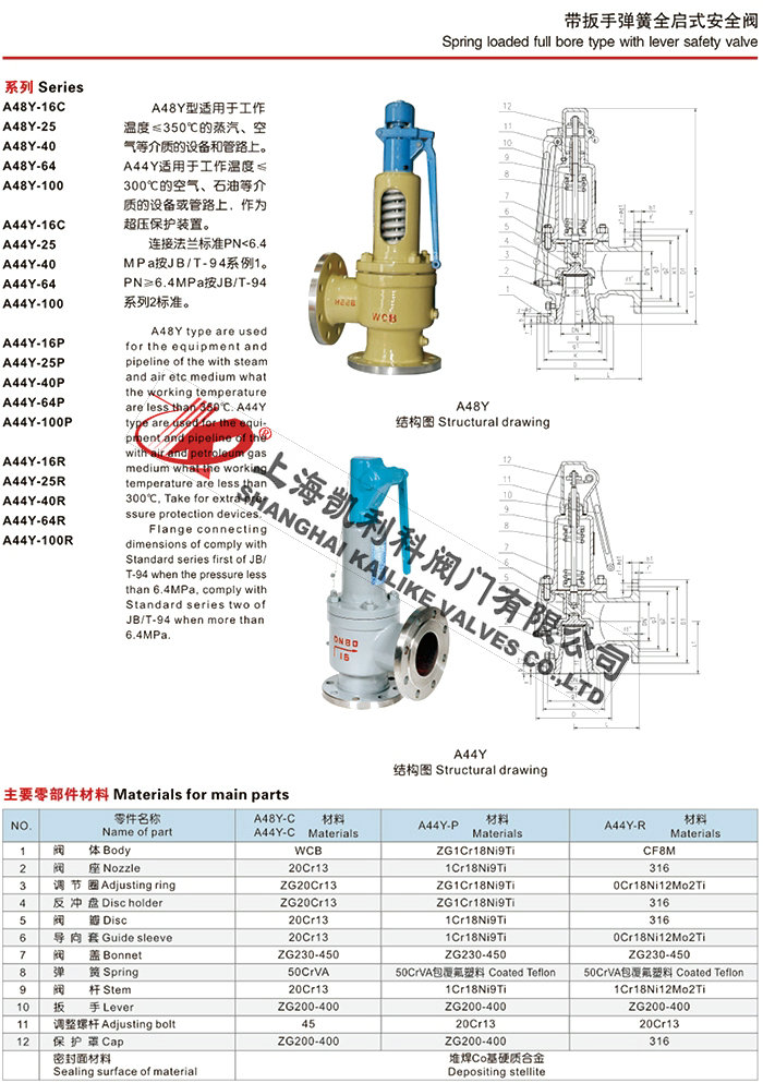 A44Y、A48Y彈簧式安全閥說明書